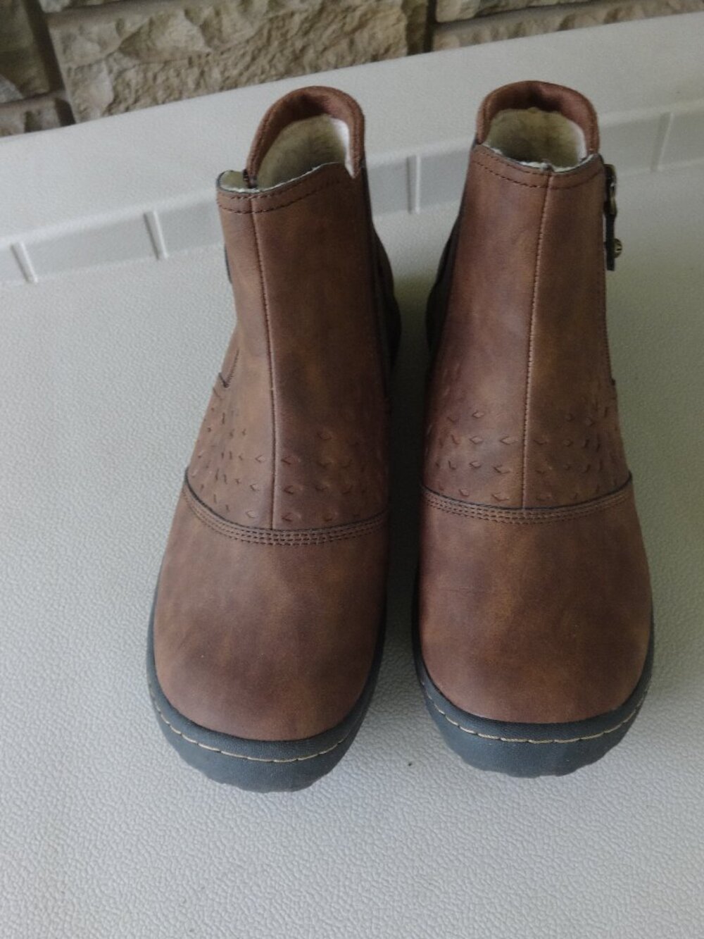 JBU by Jambu women's brown booties size 8M water resistant side zip faux leather
